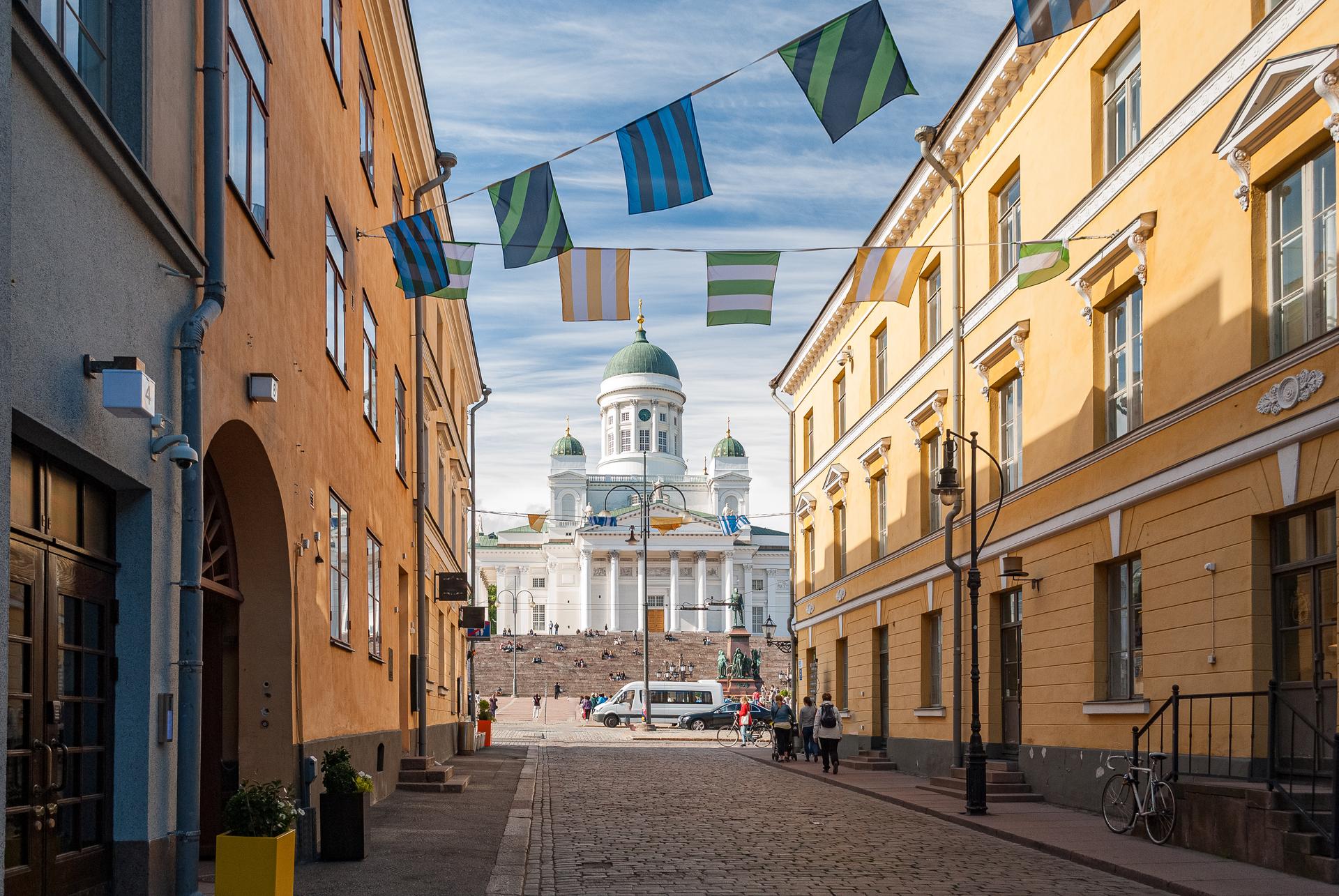 Glimpse of the lutheran cathedral of Helsinki